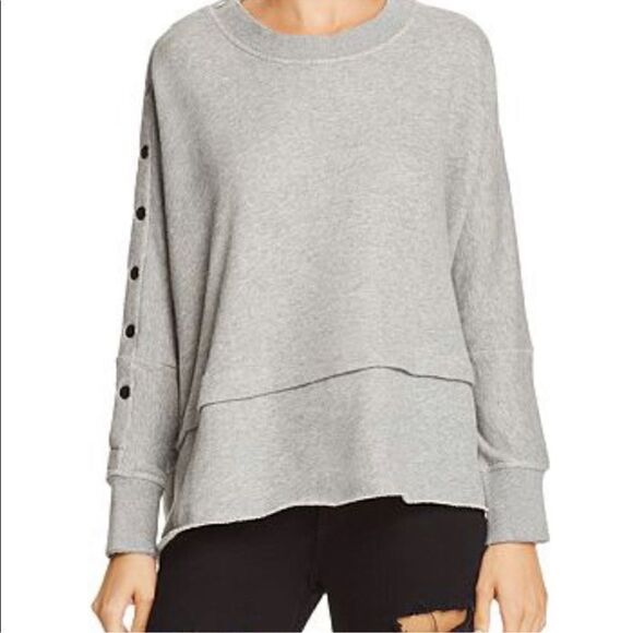 Vintage Havana Snap Sleeve Raw Hem Sweatshirt Gray S - Picture 1 of 5